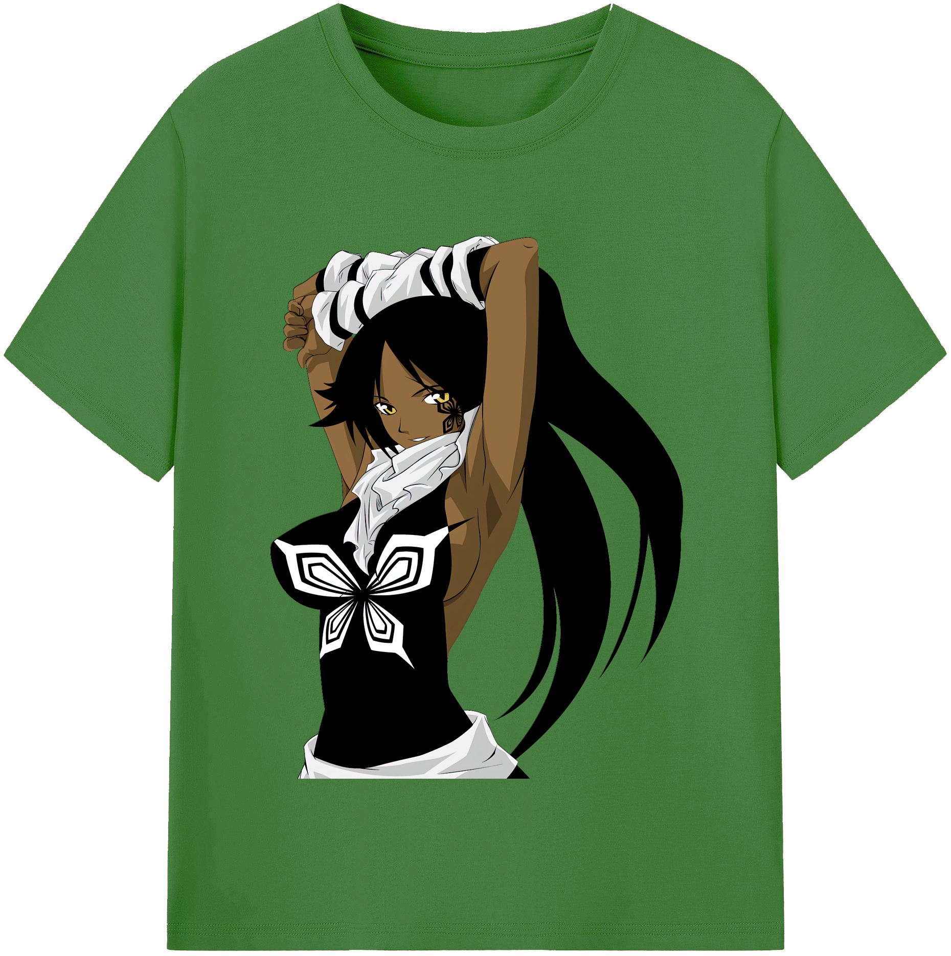 （画像用） ブリーチ 四楓院 夜一（しほういん よるいち） BLEACH Shihouin Yoruichi レディースカジュアルプリントTシャツ（綿100％）